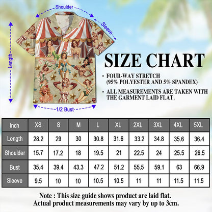 Circus Pinup Girl Hawaiian Shirt for Men, Button Down Aloha Shirt - Azhawaiian