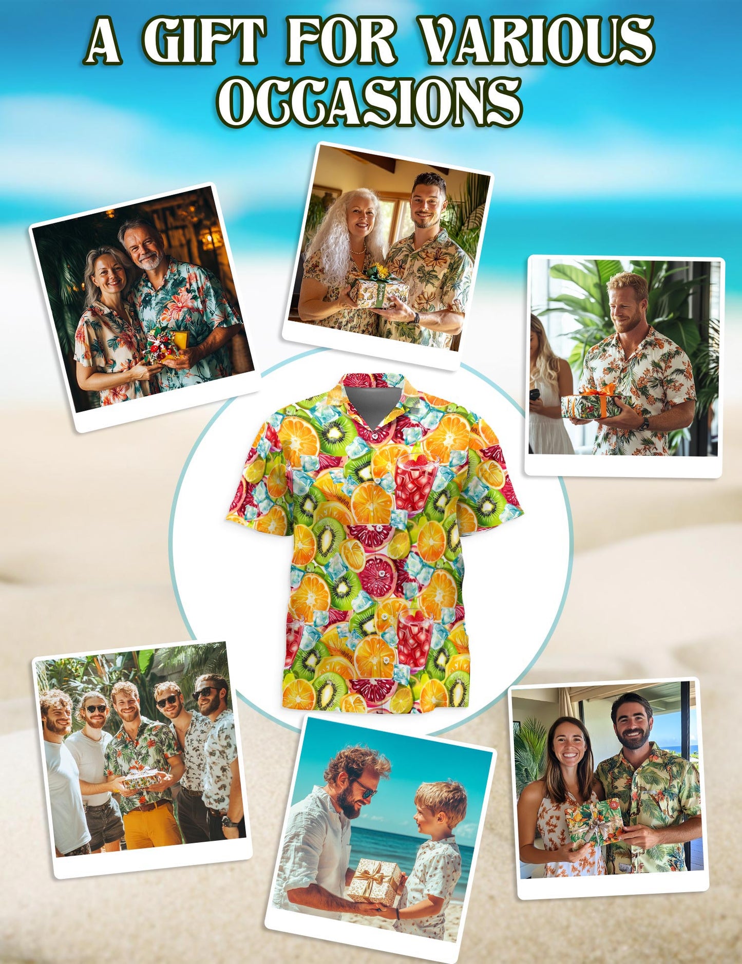 Citrus Fruit Hawaiian Shirt for Men, Button Down Aloha Shirt - Azhawaiian