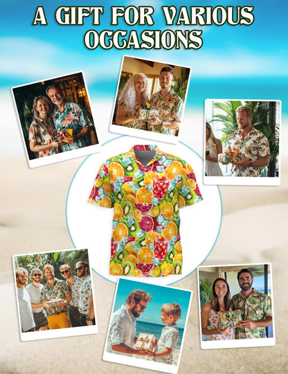 Citrus Fruit Hawaiian Shirt for Men, Button Down Aloha Shirt - Azhawaiian