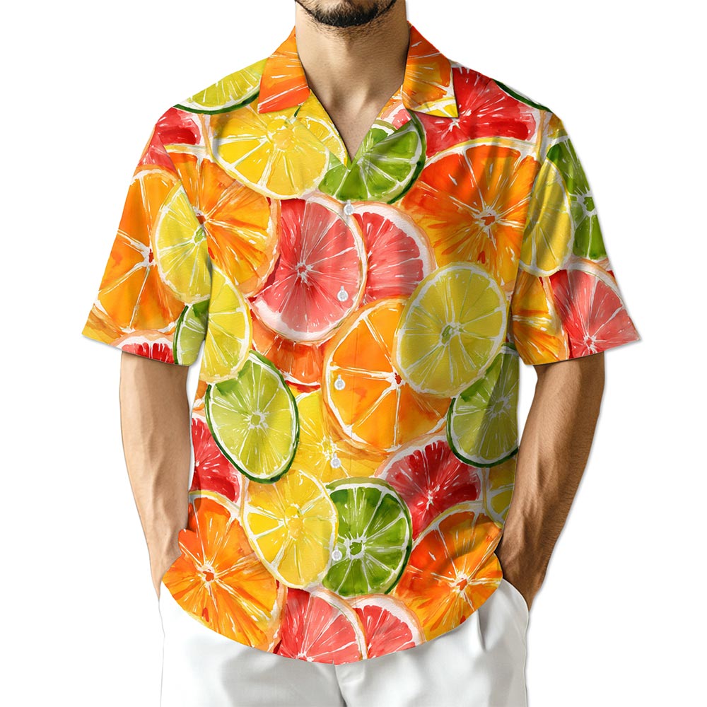 Azhawaiian Citrus Fruits Print Hawaiian Shirt for Men