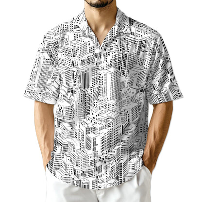 Azhawaiian City Buildings Hawaiian Shirt for Men