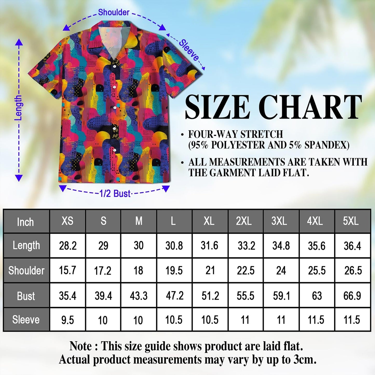 Classic 80s Color Splash Hawaiian Shirt for Men, Button Down Aloha Shirt - Azhawaiian