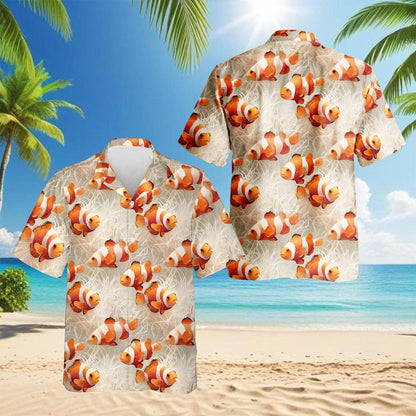 Clownfish Pattern Hawaiian Shirt for Men, Button Down Aloha Shirt - Azhawaiian