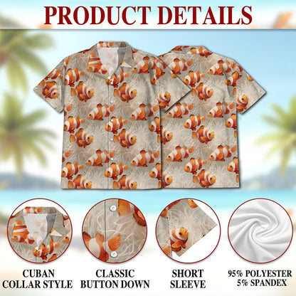 Clownfish Pattern Hawaiian Shirt for Men, Button Down Aloha Shirt - Azhawaiian