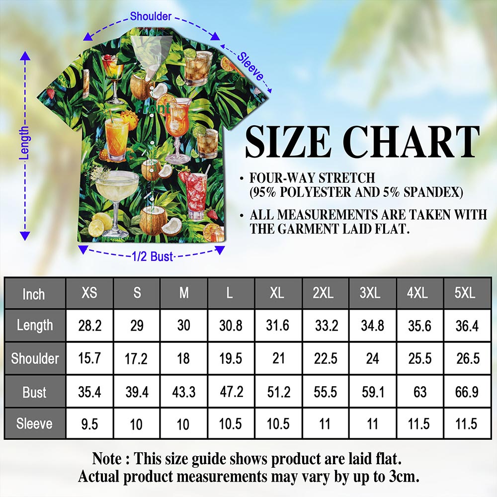 Cocktail And Fruit Hawaiian Shirt for Men, Button Down Aloha Shirt - Azhawaiian