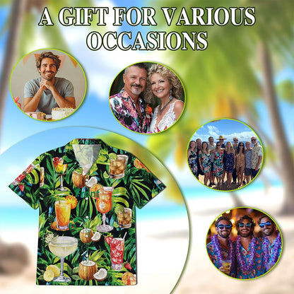 Cocktail And Fruit Hawaiian Shirt for Men, Button Down Aloha Shirt - Azhawaiian