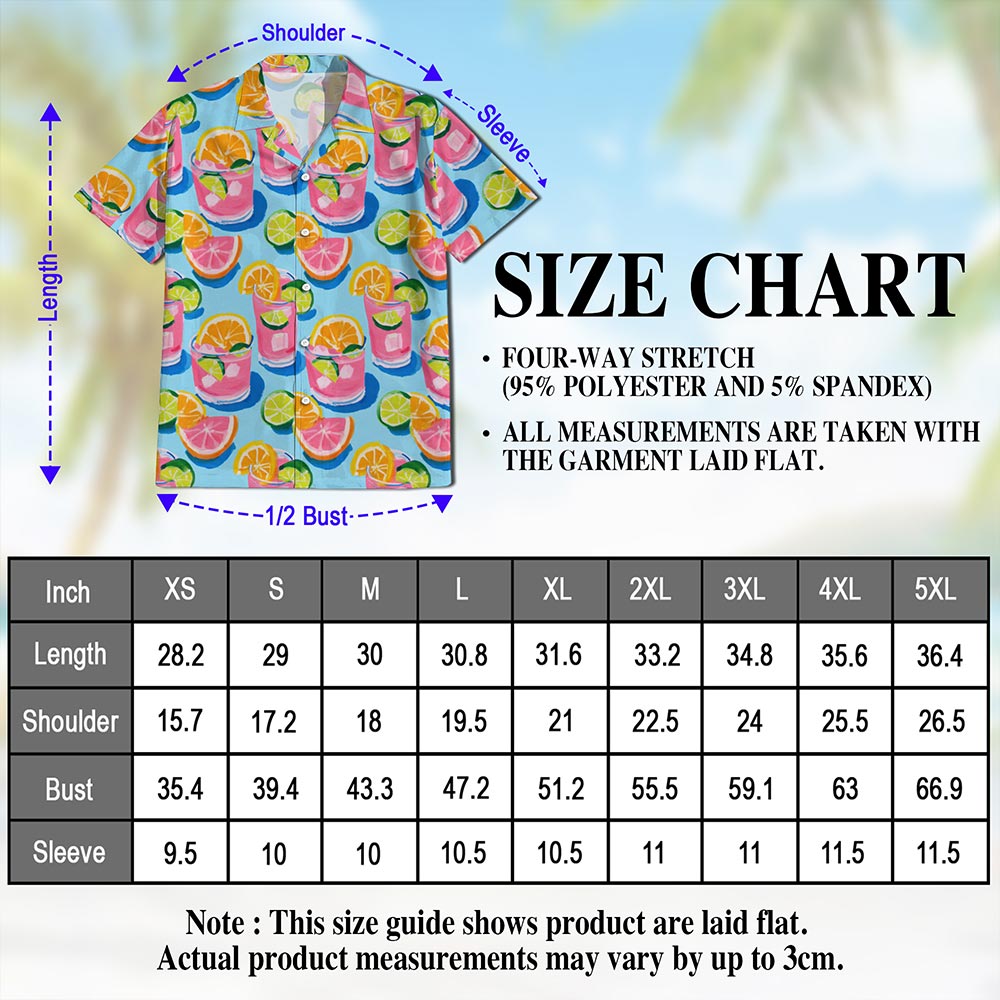 Cocktail Pattern Hawaiian Shirt for Men, Button Down Aloha Shirt - Azhawaiian