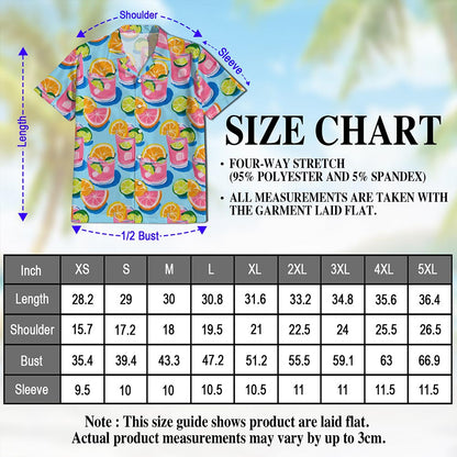 Cocktail Pattern Hawaiian Shirt for Men, Button Down Aloha Shirt - Azhawaiian