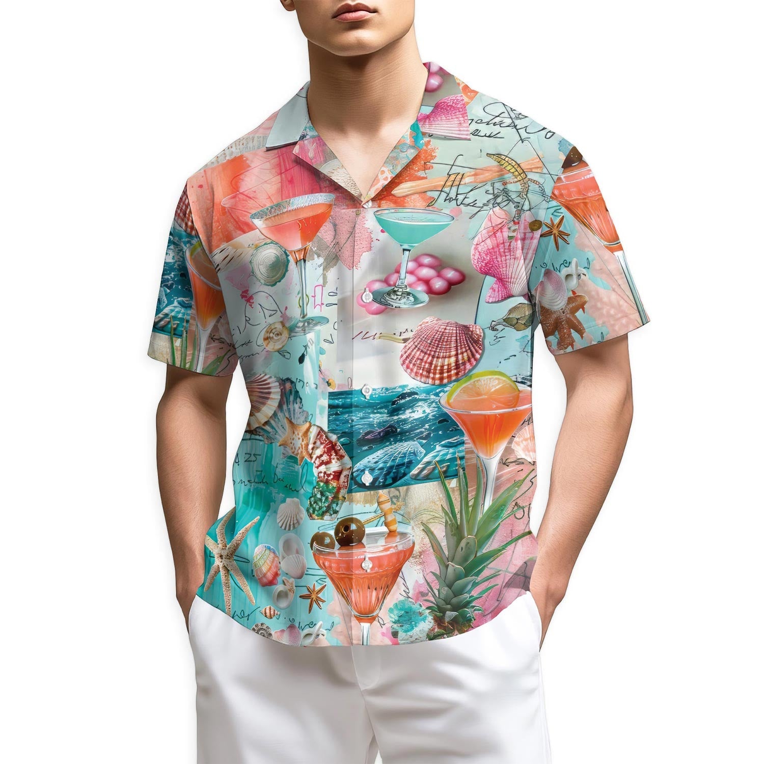 Azhawaiian Coctail Summer Hawaiian Shirt for Men
