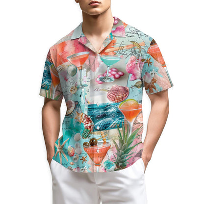 Azhawaiian Coctail Summer Hawaiian Shirt for Men
