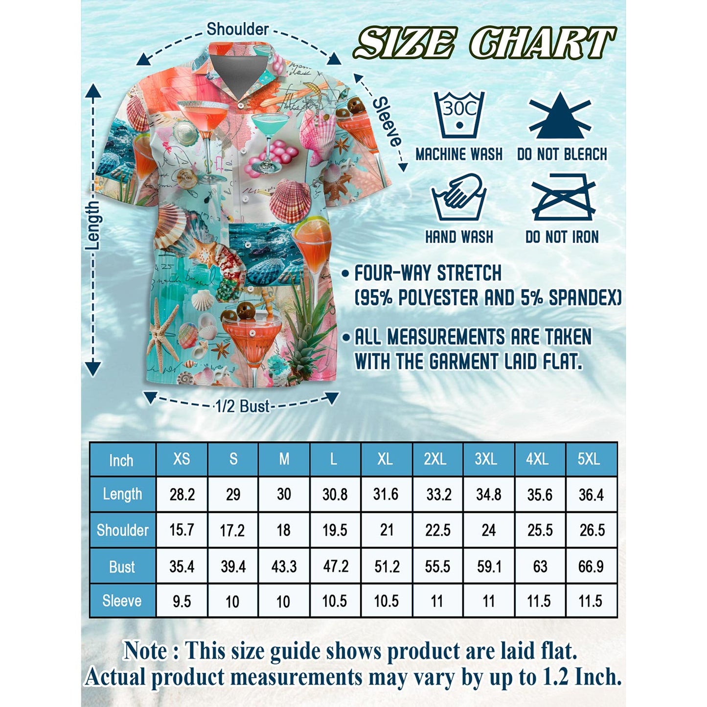 Coctail Summer Hawaiian Shirt for Men, Button Down Aloha Shirt - Azhawaiian