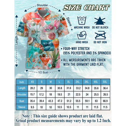 Coctail Summer Hawaiian Shirt for Men, Button Down Aloha Shirt - Azhawaiian