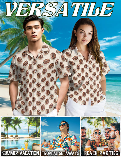 Coffee Beans Hawaiian Shirt for Men, Button Down Aloha Shirt - Azhawaiian