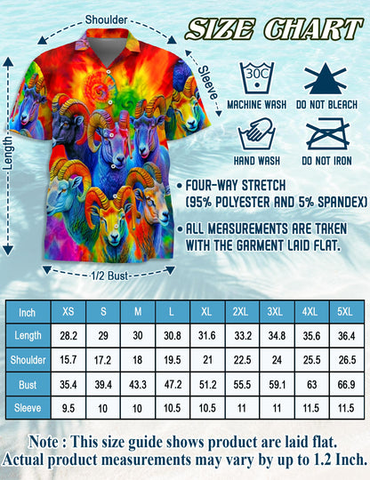 Colorful Bighorn Sheep Hawaiian Shirt for Men, Button Down Aloha Shirt - Azhawaiian
