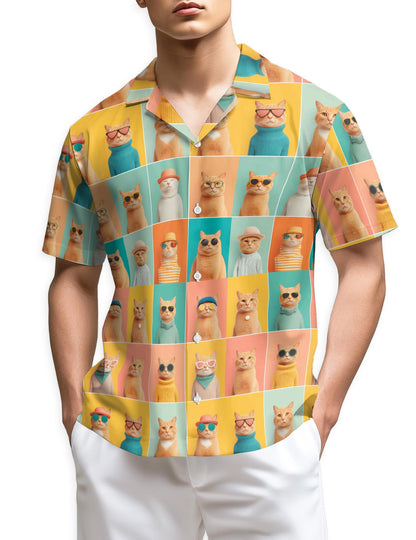 Azhawaiian Colorful Cat Pattern Hawaiian Shirt for Men