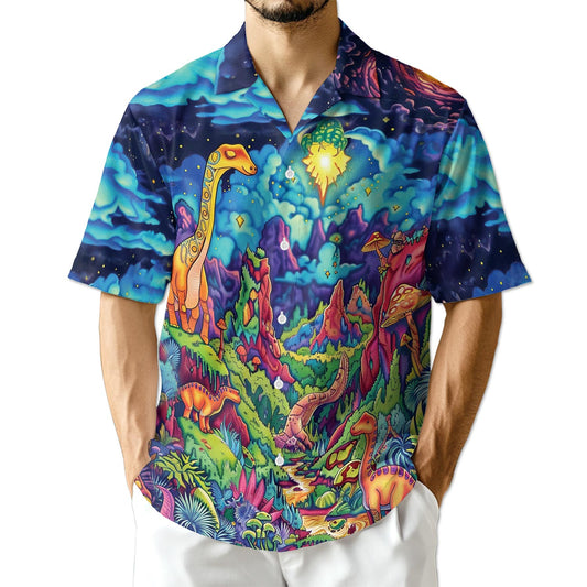 Azhawaiian Colorful Dinosaurs Hawaiian Shirt for Men
