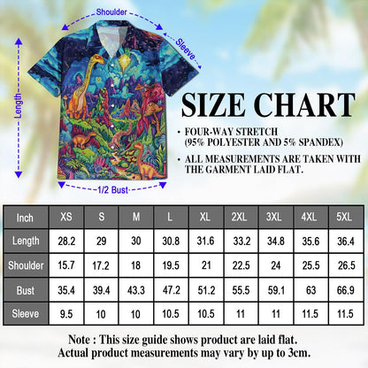 Colorful Dinosaurs Hawaiian Shirt for Men, Button Down Aloha Shirt - Azhawaiian