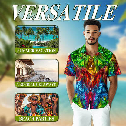 Colorful Dragon Hawaiian Shirt for Men, Button Down Aloha Shirt - Azhawaiian