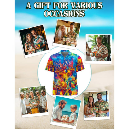 Colorful Elk Moose Hawaiian Shirt for Men, Button Down Aloha Shirt - Azhawaiian
