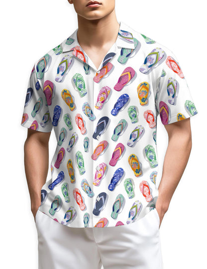 Azhawaiian Colorful Flip Flops Hawaiian Shirt for Men