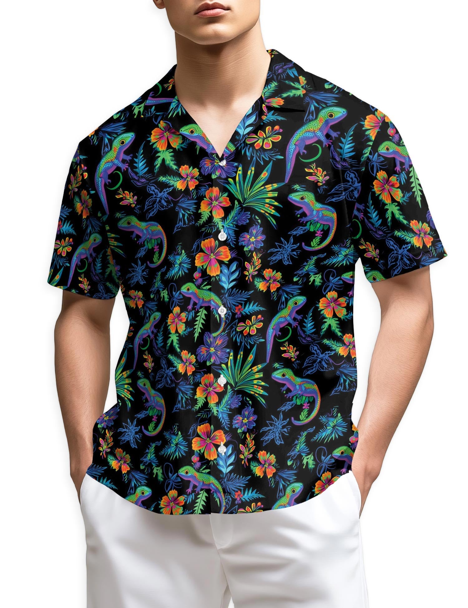 Azhawaiian Colorful Gecko Hawaiian Shirt for Men