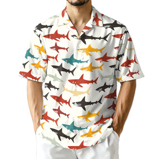 Azhawaiian Colorful Shark Hawaiian Shirt for Men