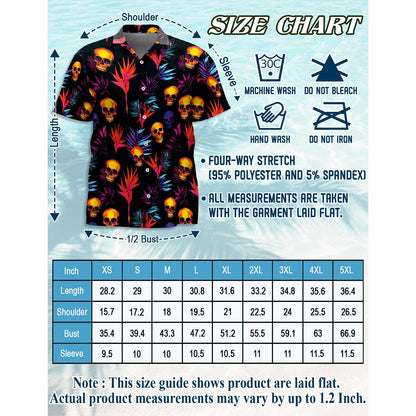 Colorful Skull Spooky Hawaiian Shirt for Men, Button Down Aloha Shirt - Azhawaiian