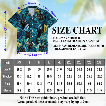 Cool Black Cat Hawaiian Shirt for Men, Button Down Aloha Shirt - Azhawaiian