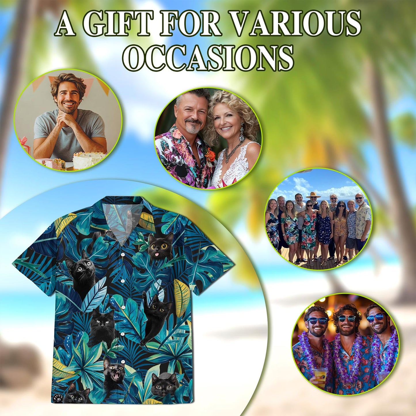 Cool Black Cat Hawaiian Shirt for Men, Button Down Aloha Shirt - Azhawaiian