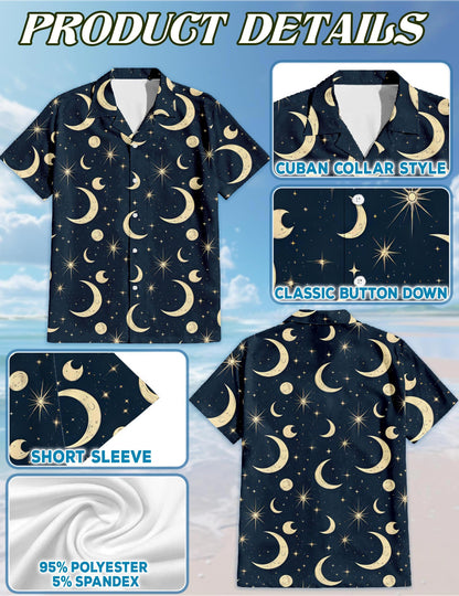 Cool Gold Half Moon Hawaiian Shirt for Men, Button Down Aloha Shirt - Azhawaiian