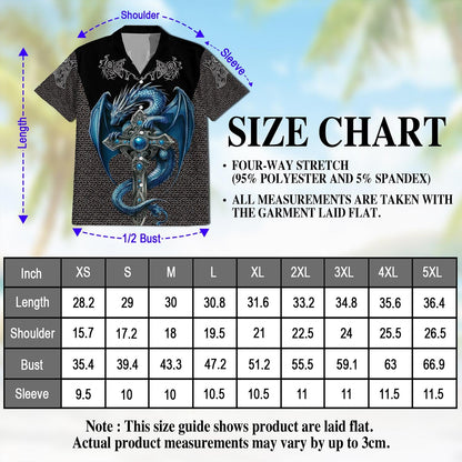 Cool Ice Dragon Mythical Creature Hawaiian Shirt for Men, Button Down Aloha Shirt - Azhawaiian