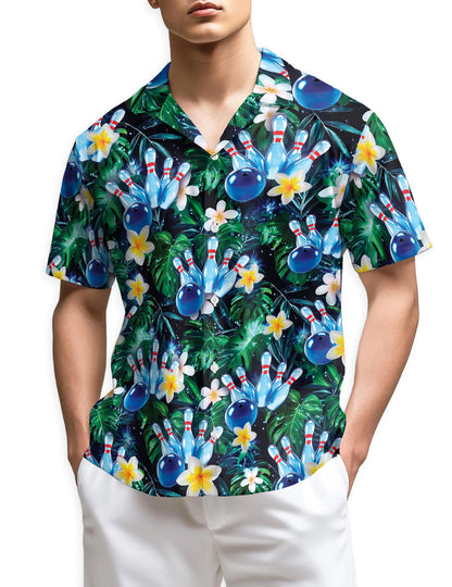 Azhawaiian Cool Plumeria Bowling Hawaiian Shirt for Men