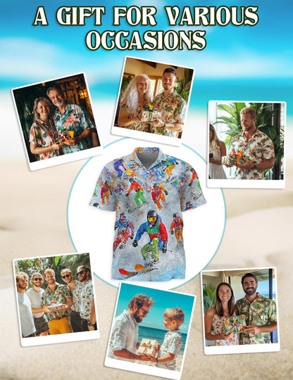 Cool Snowboard Hawaiian Shirt for Men, Button Down Aloha Shirt - Azhawaiian