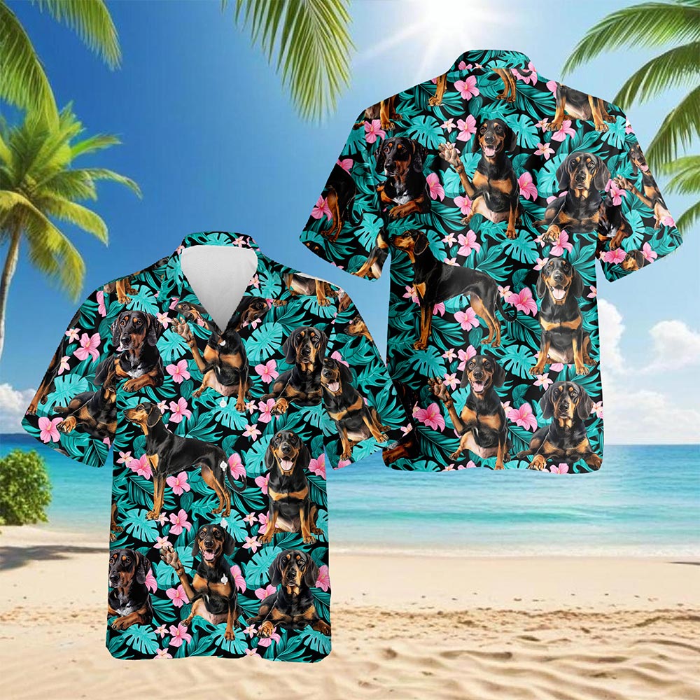 Coonhound Hawaiian Shirt for Men, Button Down Aloha Shirt - Azhawaiian