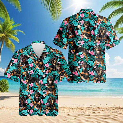 Coonhound Hawaiian Shirt for Men, Button Down Aloha Shirt - Azhawaiian