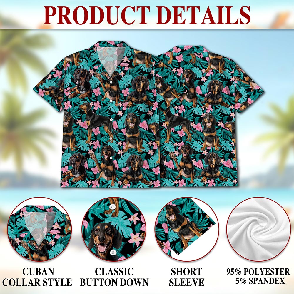 Coonhound Hawaiian Shirt for Men, Button Down Aloha Shirt - Azhawaiian