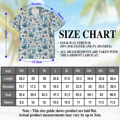 Coral Hawaiian Shirt for Men, Button Down Aloha Shirt - Azhawaiian