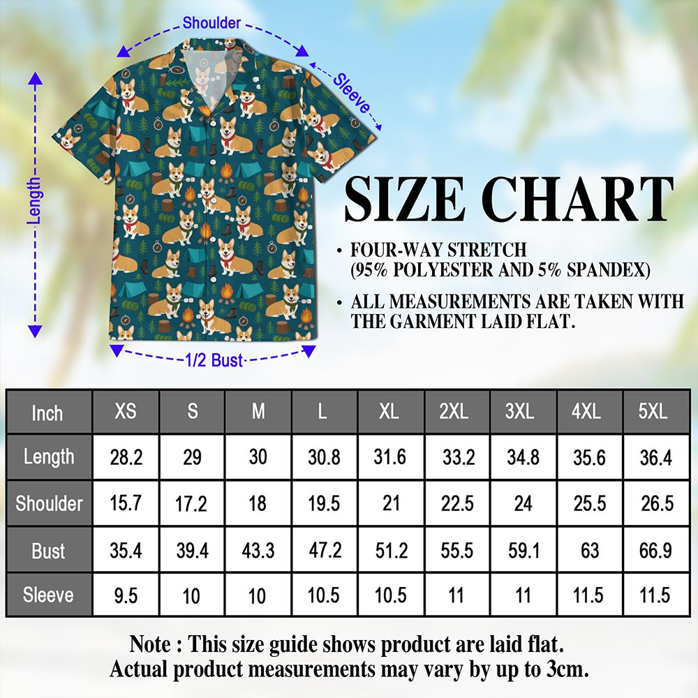 Corgi Camping Hawaiian Shirt for Men, Button Down Aloha Shirt - Azhawaiian