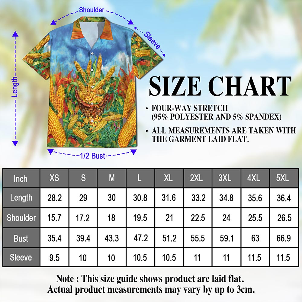 Corn Hawaiian Shirt for Men, Button Down Aloha Shirt - Azhawaiian