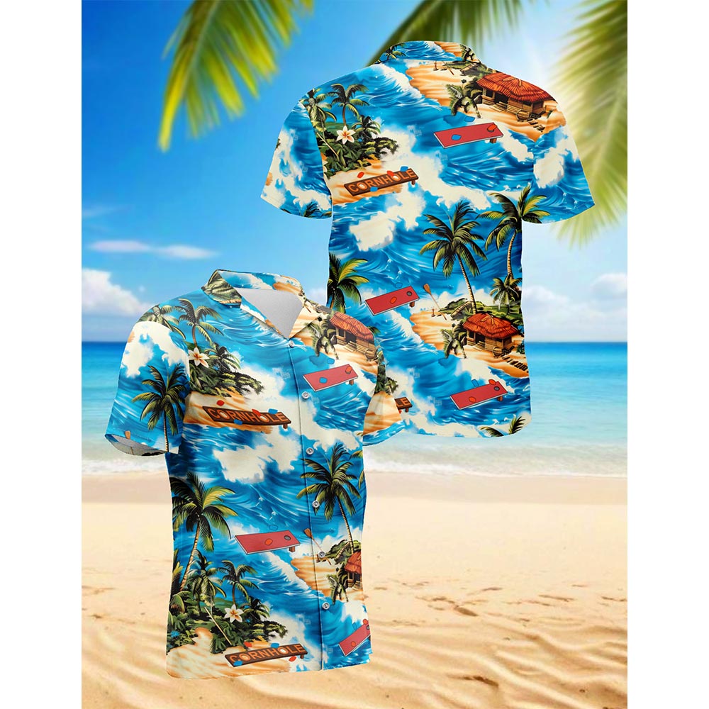 Cornhole On The Beach Hawaiian Shirt for Men, Button Down Aloha Shirt - Azhawaiian