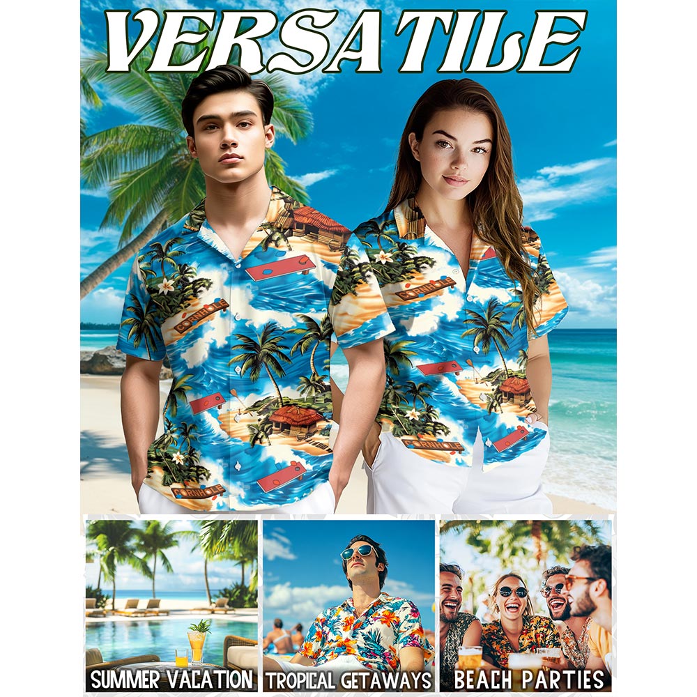 Cornhole On The Beach Hawaiian Shirt for Men, Button Down Aloha Shirt - Azhawaiian
