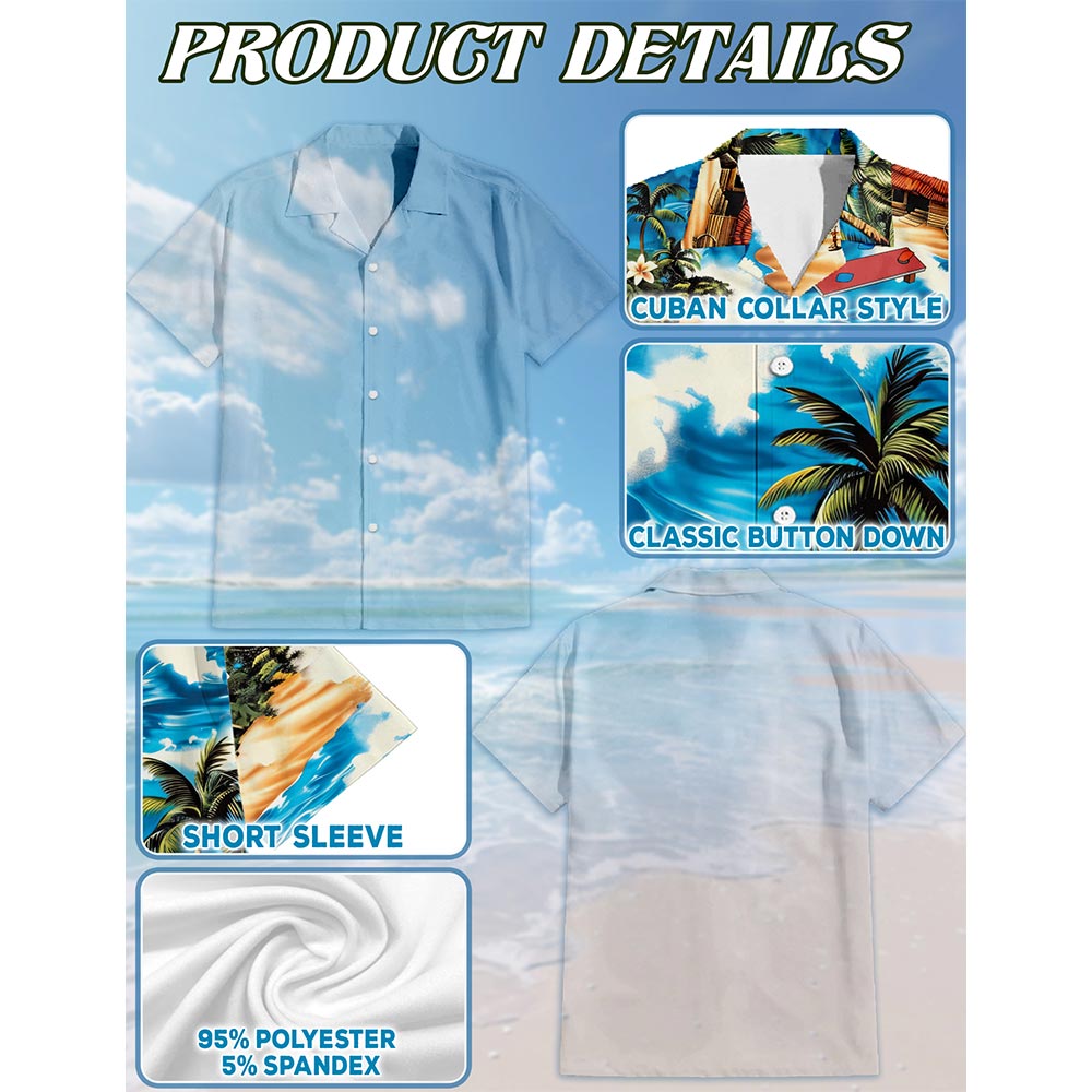 Cornhole On The Beach Hawaiian Shirt for Men, Button Down Aloha Shirt - Azhawaiian