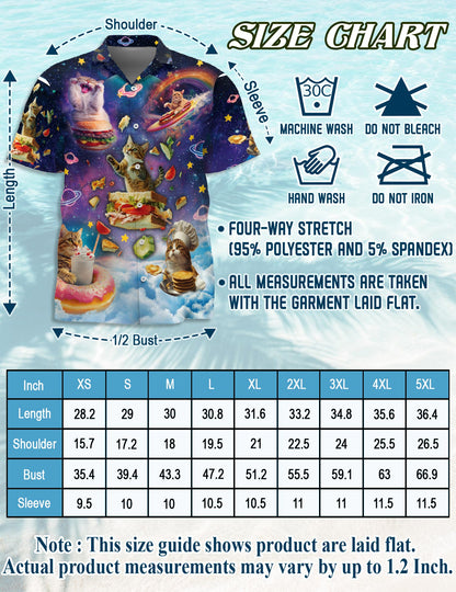 Cosmic Cat Food Adventure Hawaiian Shirt for Men, Button Down Aloha Shirt - Azhawaiian
