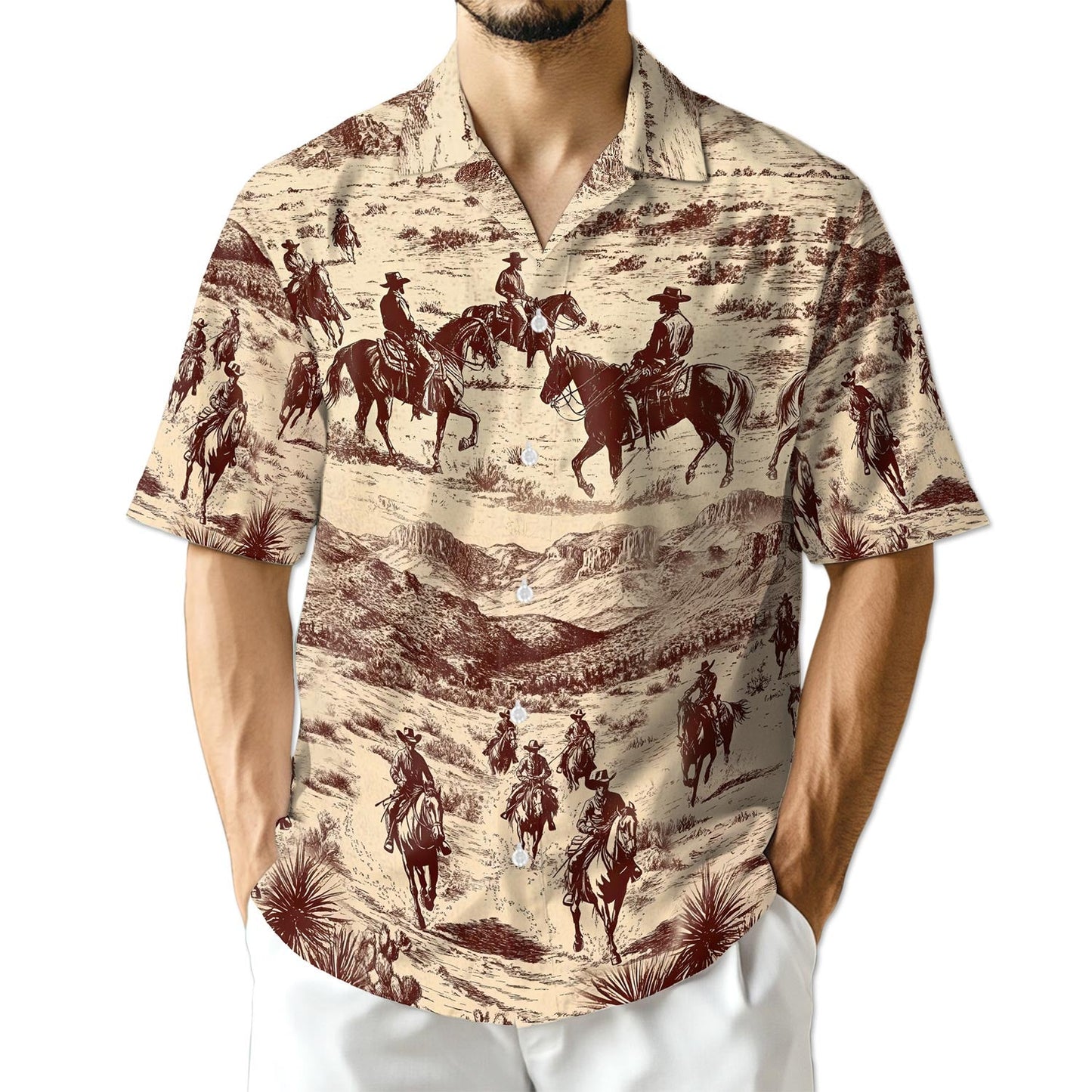 Azhawaiian Cowboy Horse Riding Hawaiian Shirt for Men