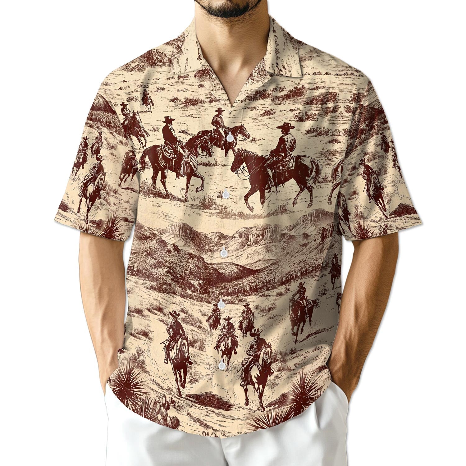 Azhawaiian Cowboy Horse Riding Hawaiian Shirt for Men