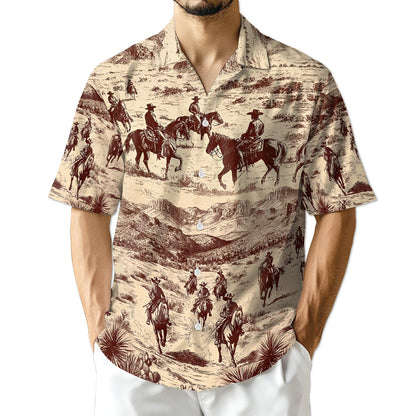 Azhawaiian Cowboy Horse Riding Hawaiian Shirt for Men