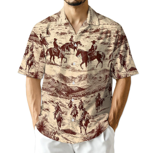 Azhawaiian Cowboy Horse Riding Hawaiian Shirt for Men