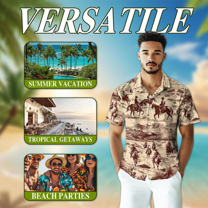 Cowboy Horse Riding Hawaiian Shirt for Men, Button Down Aloha Shirt - Azhawaiian