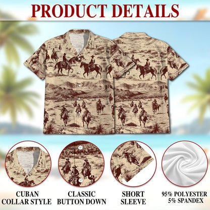 Cowboy Horse Riding Hawaiian Shirt for Men, Button Down Aloha Shirt - Azhawaiian