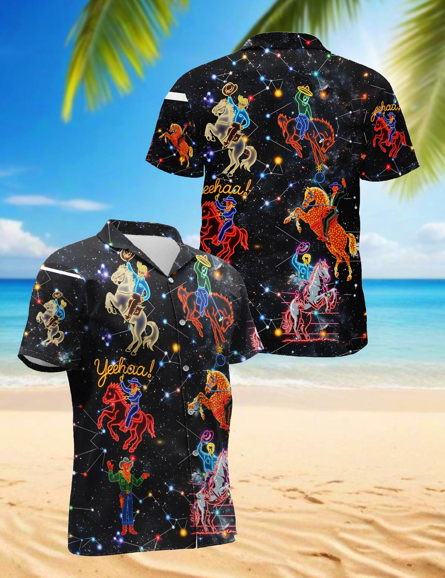 Cowboy Neon Love Life Hawaiian Shirt for Men, Button Down Aloha Shirt - Azhawaiian
